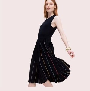 KATE SPADE BLACK RAINBOW PLEATED SWEATER DRESS SZ SMALL NWT